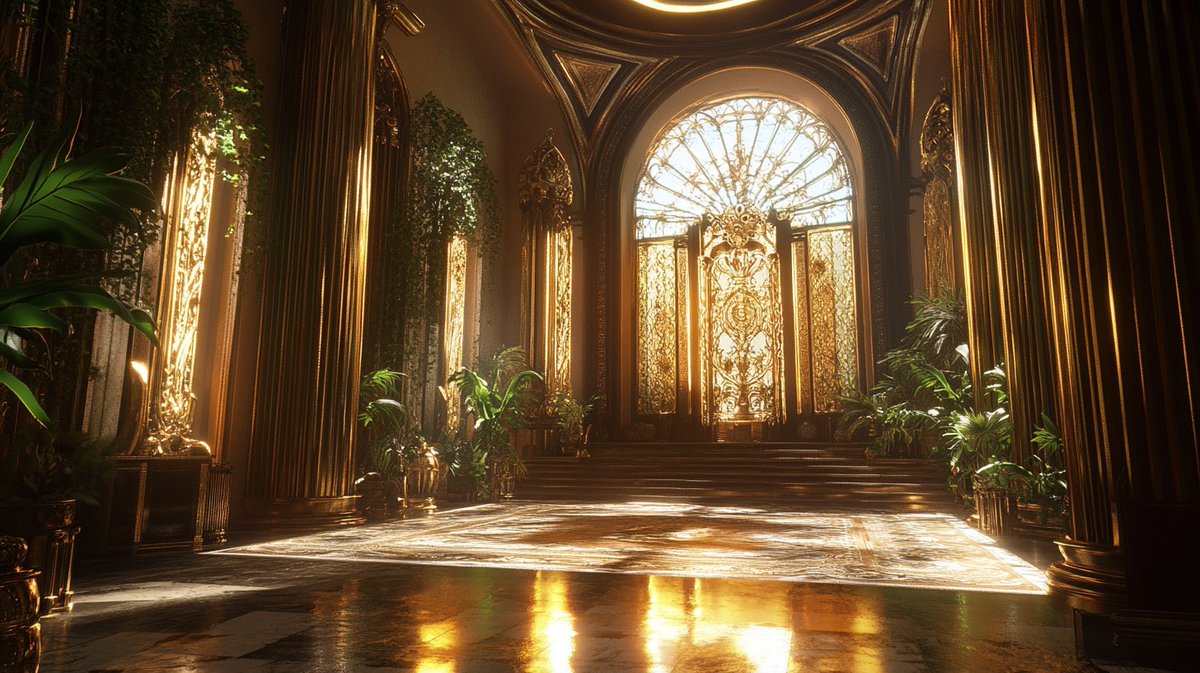 phokuinc's tweet image. Art Deco X Steampunk architectural fantasy with dazzling light #InteriorArchitecture #ConceptDesign #moodboard #Ekplorasi