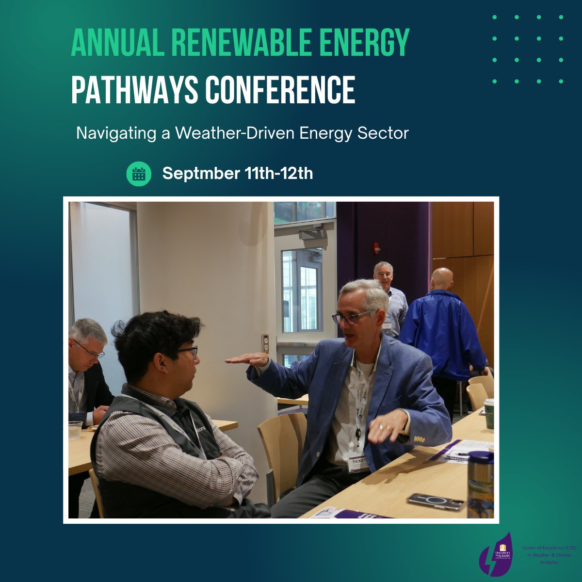 UAlbanyWxCOE's tweet image. The Renewable Energy Pathways Conference brought together utilities and innovators to tackle a weather-driven energy future.
Learn how the COE supports New York’s transition: weatheranalytics.org
#EnergyInnovation #WeatherAnalytics #RenewableEnergy
