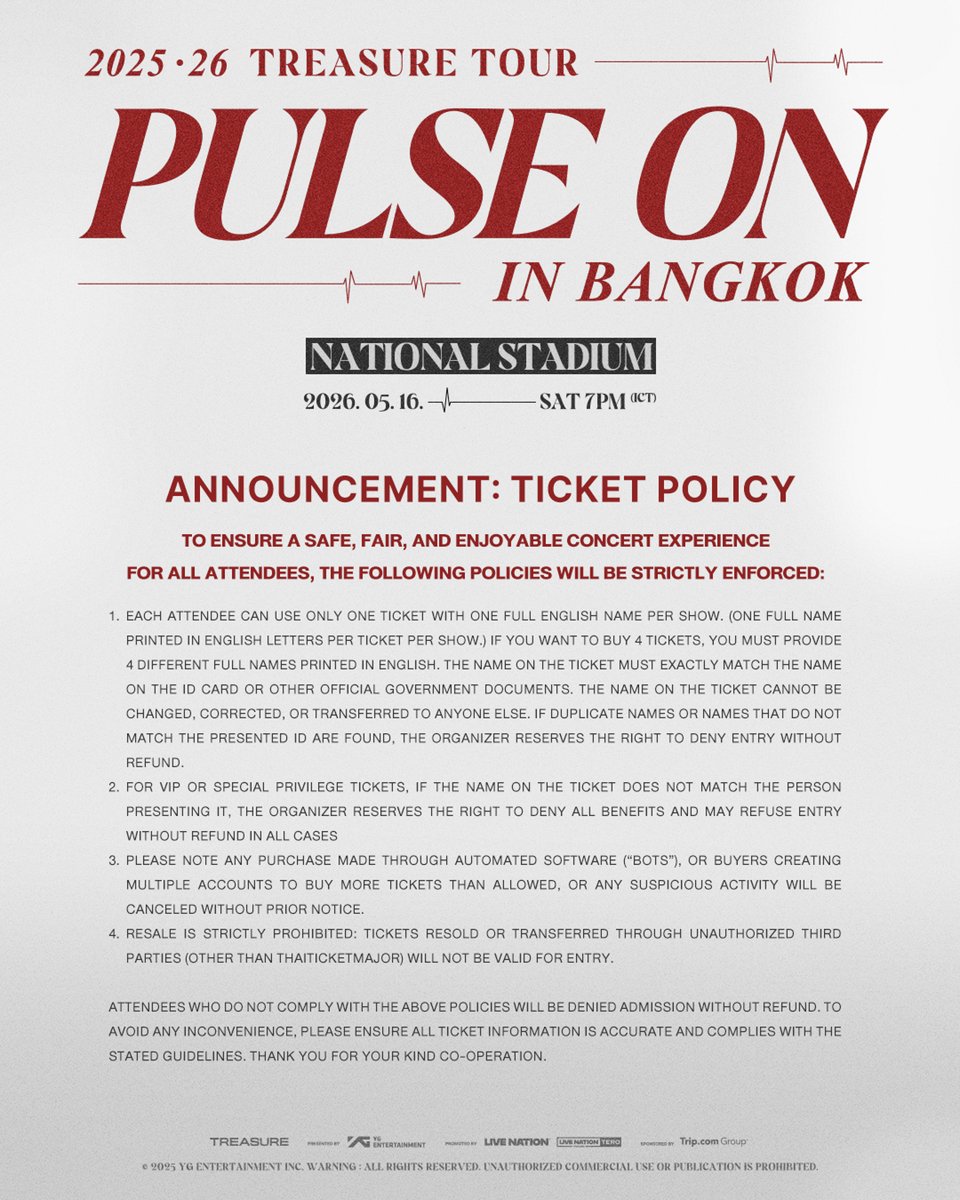 livenationth's tweet image. (3/3)
#TREASURE
#트레저
#PULSE_ON
#TOUR
#BANGKOK
#PULSE_ON_IN_BANGKOK
#YG
#LiveNationTero