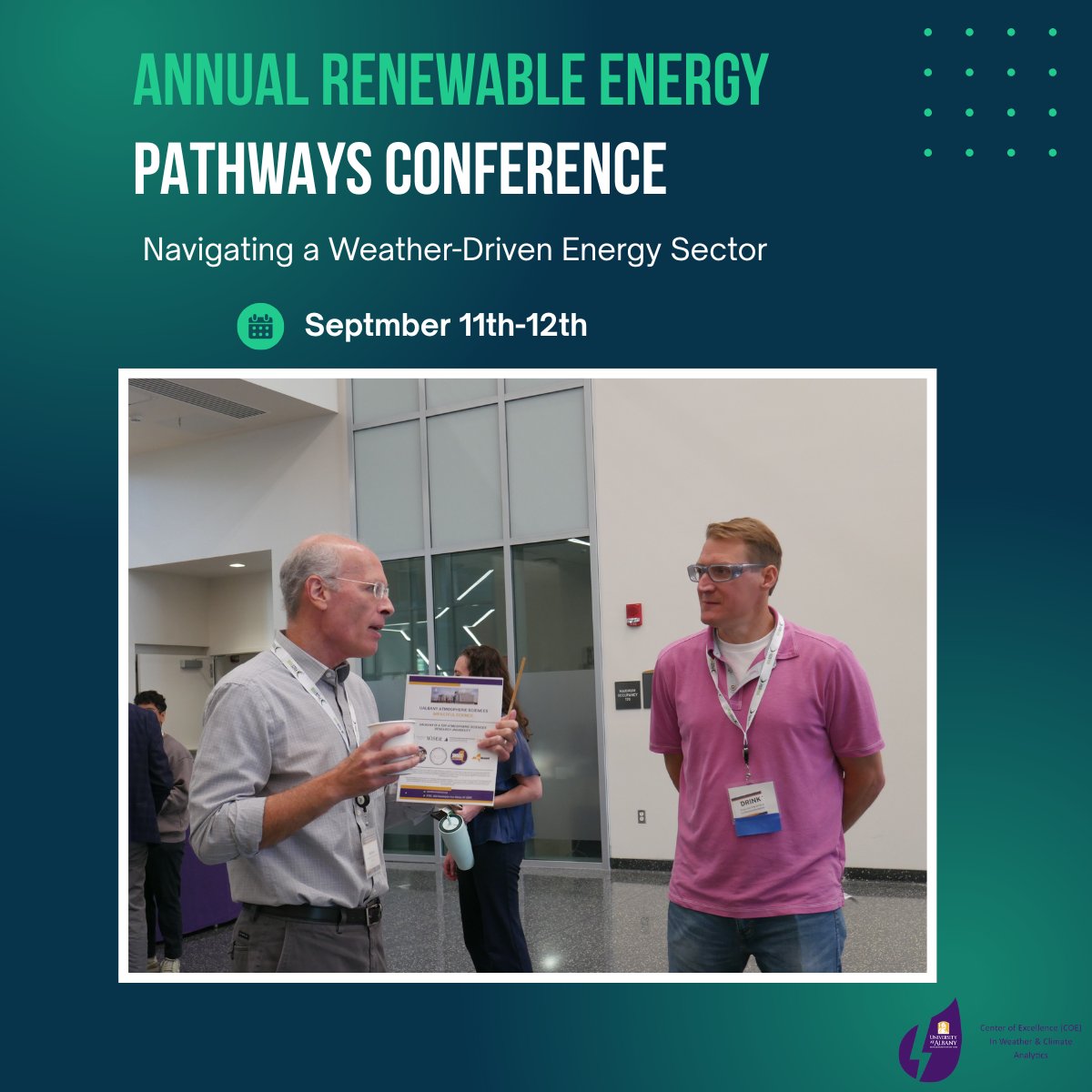 UAlbanyWxCOE's tweet image. The Renewable Energy Pathways Conference brought together utilities and innovators to tackle a weather-driven energy future.
Learn how the COE supports New York’s transition: weatheranalytics.org
#EnergyInnovation #WeatherAnalytics #RenewableEnergy