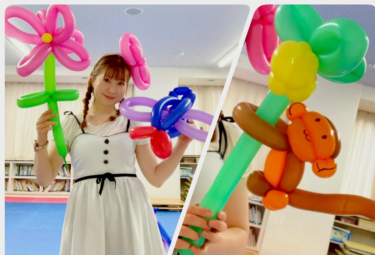 FuusenMachi's tweet photo. バルーンショー&amp;体験 
子ども達は元気いっぱい♪

バルーンショーが開催され、歌とアートが融合した楽しい時間となりました。

虹やお猿さんの歌に合わせてバルーンを作りました。

子どもたちと剣作りを体験、笑顔が広がりました。

バルーンアート資格講座

https://t.co/qeRIu3G1tR https://t.co/azfT8cnzM5