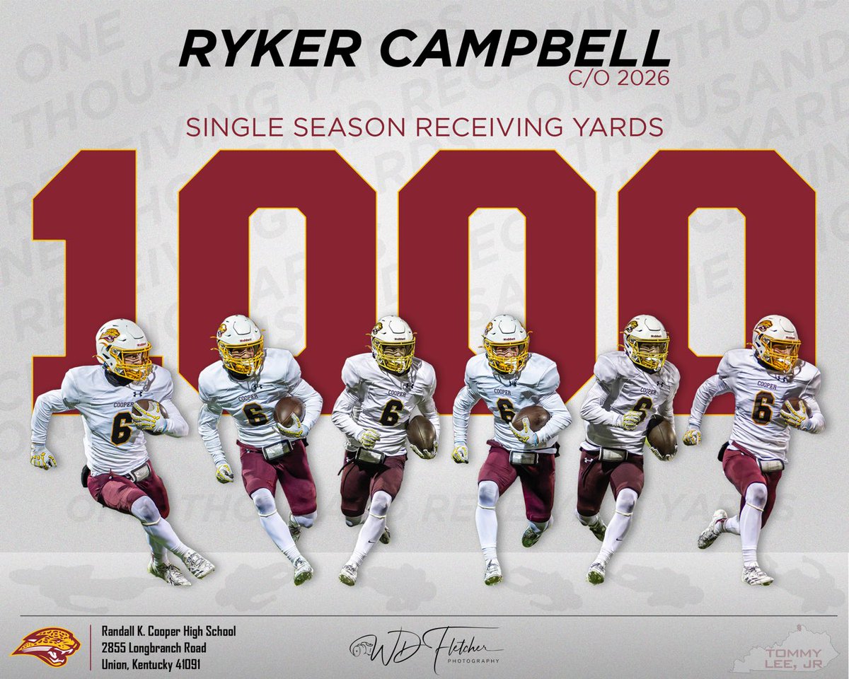 Congrats to WR/DB Ryker Campbell on joining the 1,000 yards in a season club! Ryker joins Austin Alexander, Isaiah Johnson, and Dante Hendrix in this prestigious group! #GoJags