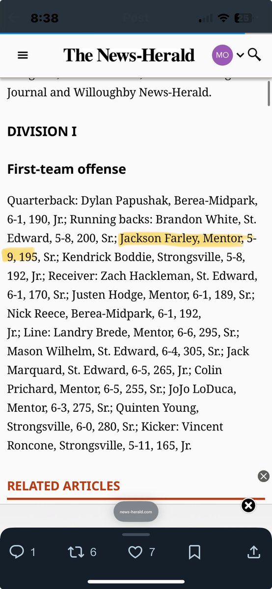 Honored to be named Co-Offensive Player of the year for the district and First team All-Districts !! Alongside multiple teammates and our head coach for coach of the year !!
<a href="/Coach_MattGray/">Matt Gray</a> <a href="/_MoIbrahim/">Coach Mo</a> <a href="/MentorRedline/">Mentor Football</a>