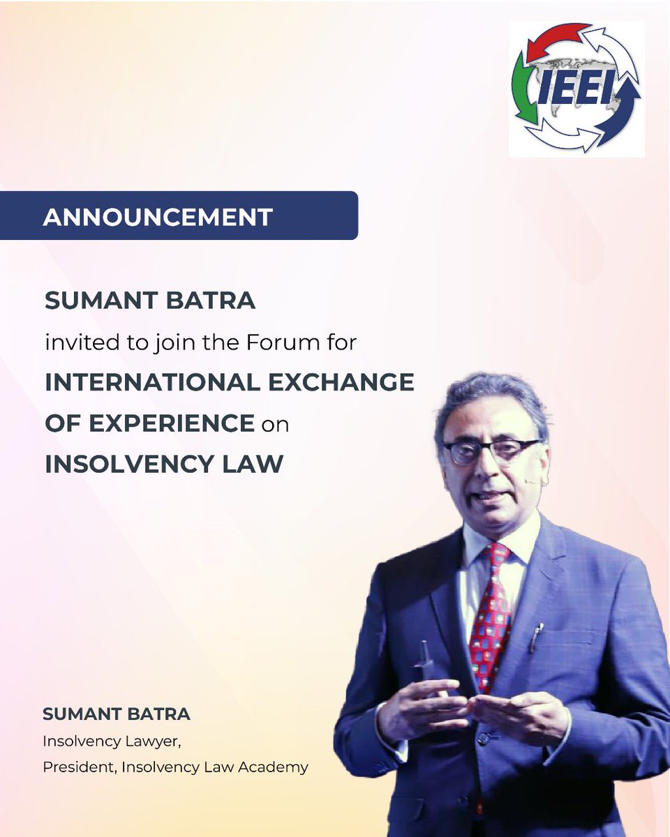 Humbled to receive the honour of becoming the first Indian to be invited to join the International Exchange of Experience on Insolvency Law (IEEI). Founded by the Ministry of Justice of North Rhine-Westphalia in Germany in 2000, IEEI is an initiative of Dr. Andreas Remmert,