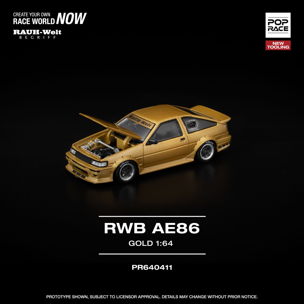 ミニカー予約】POP RACE(ポップレース) 1/64 RWB AE86 ゴールド 予約 