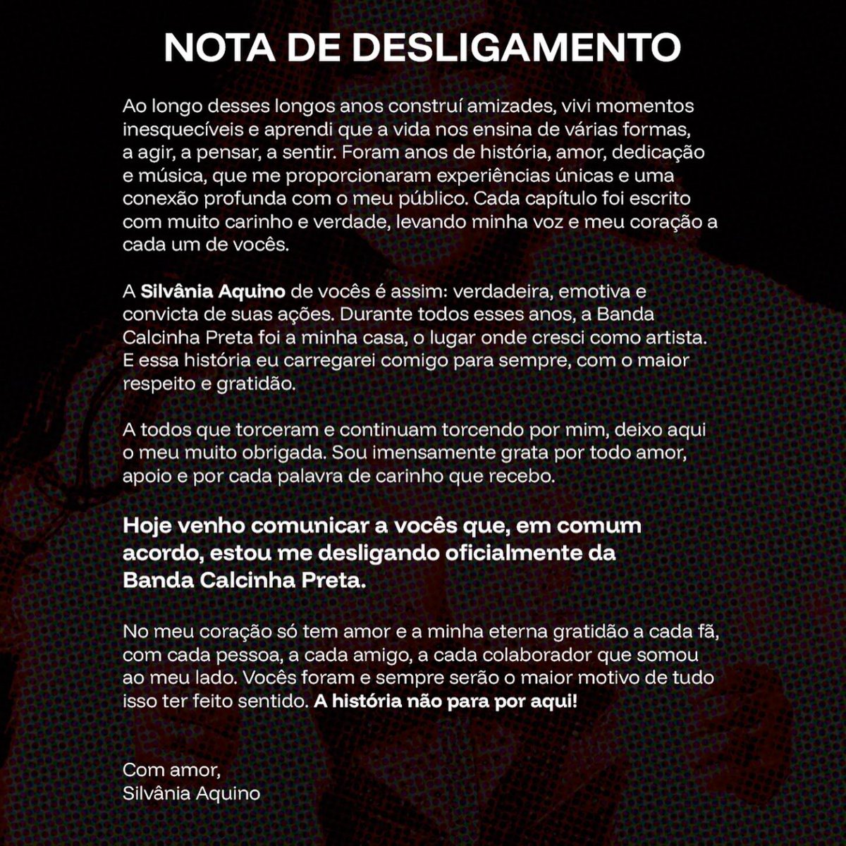 choquei's tweet photo. 🚨AGORA: Silvânia Aquino anuncia a saída da banda Calcinha Preta. https://t.co/aoEAlyS6uV