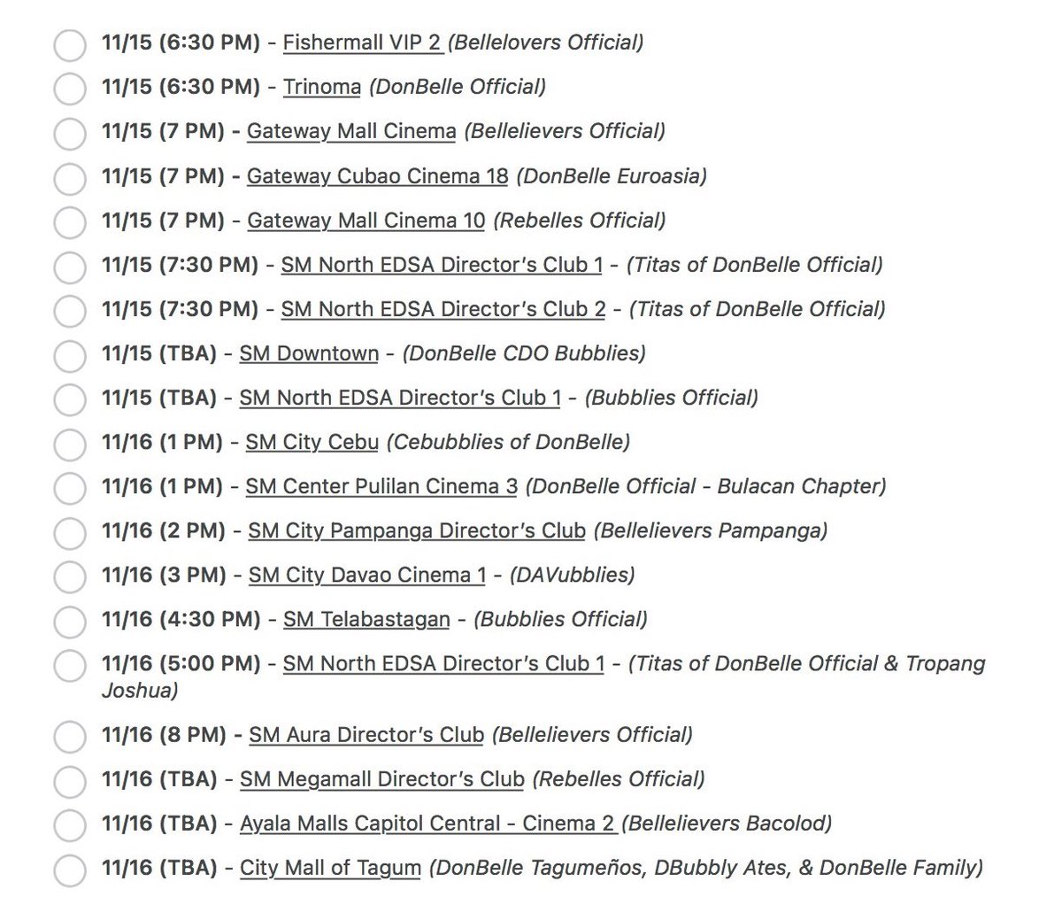 tangingreason's tweet photo. D-day tomorrow! Check out this updated list of #MeetGreetAndBye block screenings (11/11), along w/ the thread below.

Book your slots if you are available on these dates, or check out https://t.co/5ZixHE13Th to book your tickets at your convenience!

#BelleMariano @bellemariano02 https://t.co/LYhTSyzklV