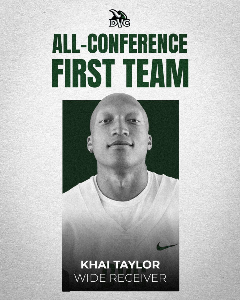 KhaiTaylor7's tweet image. Thankful and blessed to be voted unanimously first team all-conference bay-6. Grateful for my team and family @DVCVikingsFB.
@coach__black @coachjimcollins @CoachZoLogwood

#JOBSNOTFINISHED