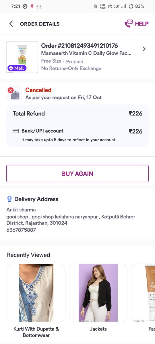 OfficialAnkitP6's tweet photo. @meeshotech I am facing problem with meesho and their costumer care team they not answering me properly 
I buy a item form meesho on 17oct,2025 it was cancelled and now 11 Nov but no response from their side 
All services very low 
My order id 210812493491210176 @Meesho_Official https://t.co/abLo6sbsit