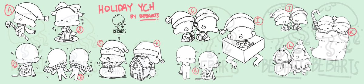 (RTS ARE APPRECIATED🥹)
🪼 BEBARTS HOLIDAY YCH COMMISSIONS OPEN

🪼YCH  35USD
🪼  10 slots 
🪼payment is via Kofi
 Any inquiries DM me  #YCH #Vtuber #commissionsopen