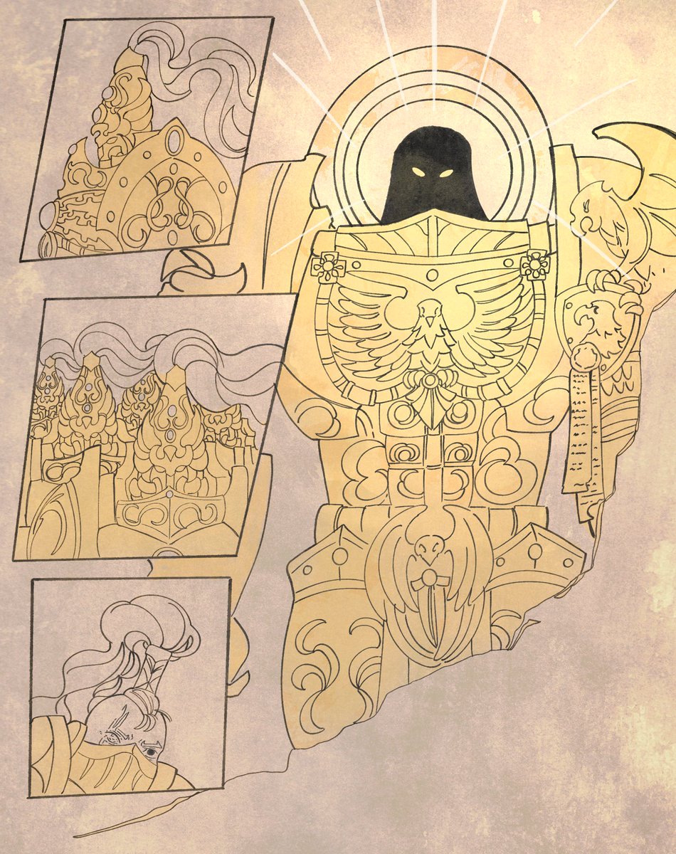 pez3171's tweet photo. Small experiment in both narrative and textures ;3
#emperorofmankind #adeptuscustodes #horuslupercal #sanguinius #warhammer40000 #wh40 #warhammer40k #horusheresy https://t.co/gYlO3LUdLz