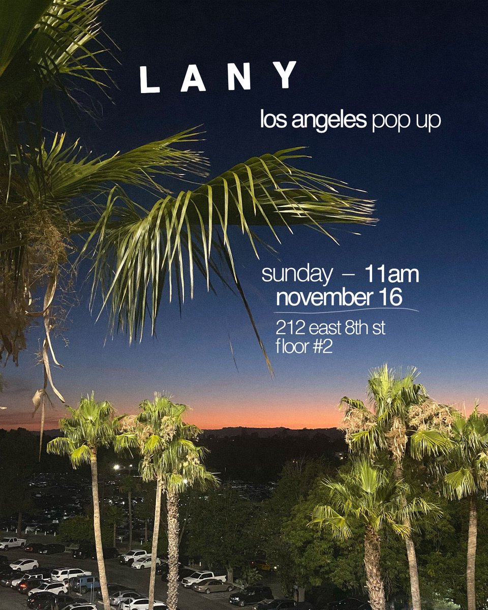 thisisLANY's tweet image. LA! we’re doing a pop up this sunday, november 16. 25 different pieces/items available for purchase including “soft” on vinyl and some classic merch designs re-printed on EMPT, 2 tattoo artists giving LANY tats, and both of us will be there running the checkout counter. doors at…