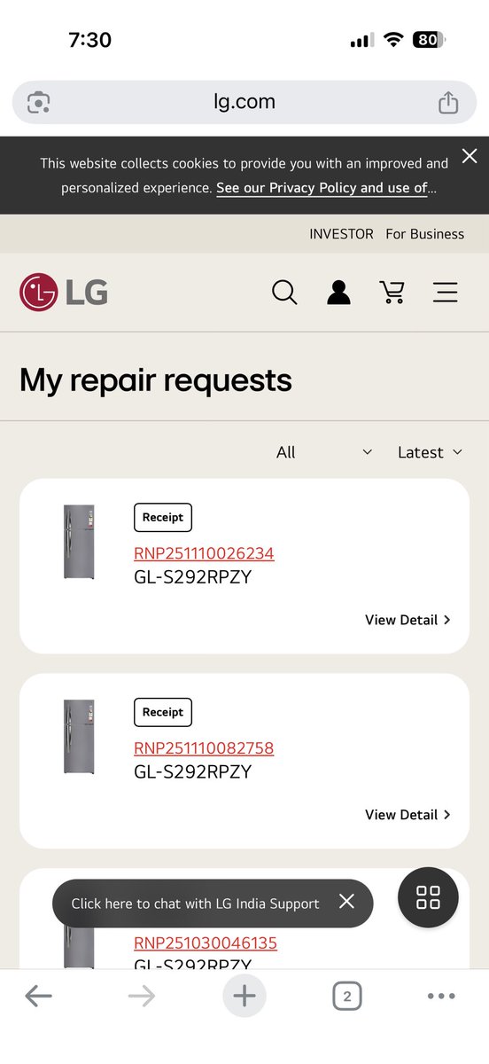 sdbalaji's tweet photo. @LGIndia  The refrigerator cooling stops working inspite of service engineer fixing it multiple times. I had paid 3500rs to replace cooling unit as requested by service engineer, but issue still persists. I had raised new requests yesterday but no visits were made. https://t.co/macXbRgvWG