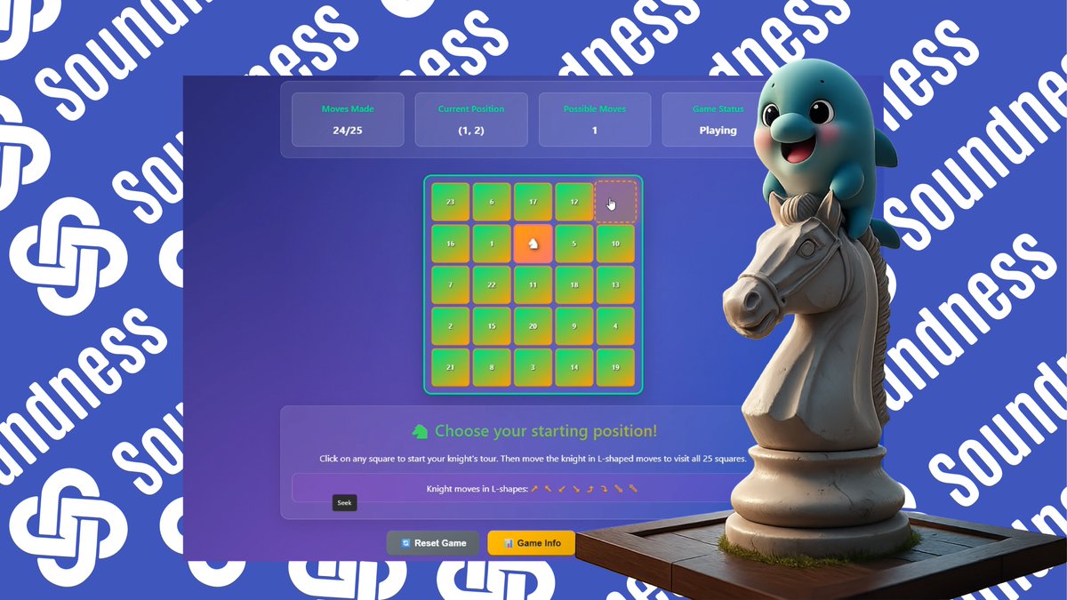 I made a youtube video tutorial to complete the <a href="/SoundnessLabs/">Soundness</a> game knight's tour and proof cli, hopefully it can help.

📹Watch on : youtu.be/2zWDvK9gKwI?si…