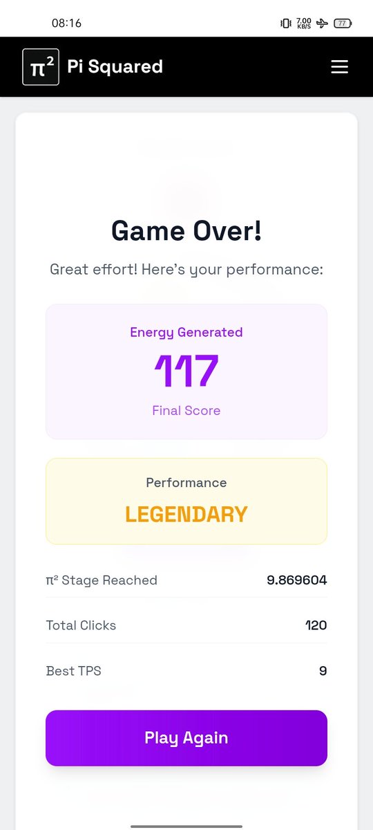 Mosafatima51778's tweet image. ⚡ Just played the Pi² Reactor Game!
My best score so far 🚀
Let's see who can beat it 👇

#Pi2 #ReactorGame @pisquared