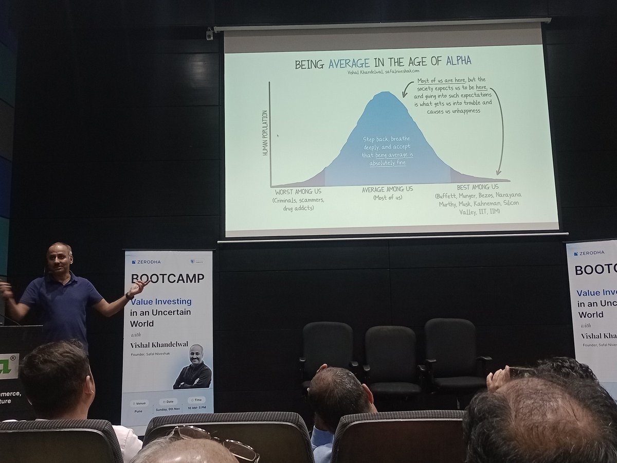 Finalysis20's tweet image. Investing is like driving a car through endless fog. You focus on surviving the moment. Survive for long period and you create wealth.

A brilliant session on value investing by  @safalniveshak

Thank you @karthikrangappa @ZerodhaVarsity @RaghavNC for organising it so well.