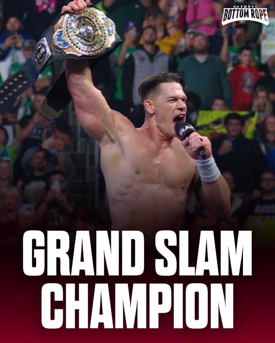 TMSNXBottomRope's tweet photo. John Cena is a GRAND SLAM CHAMPION after winning the Intercontinental Title tonight. 

#WWERaw https://t.co/vql47j2VW8