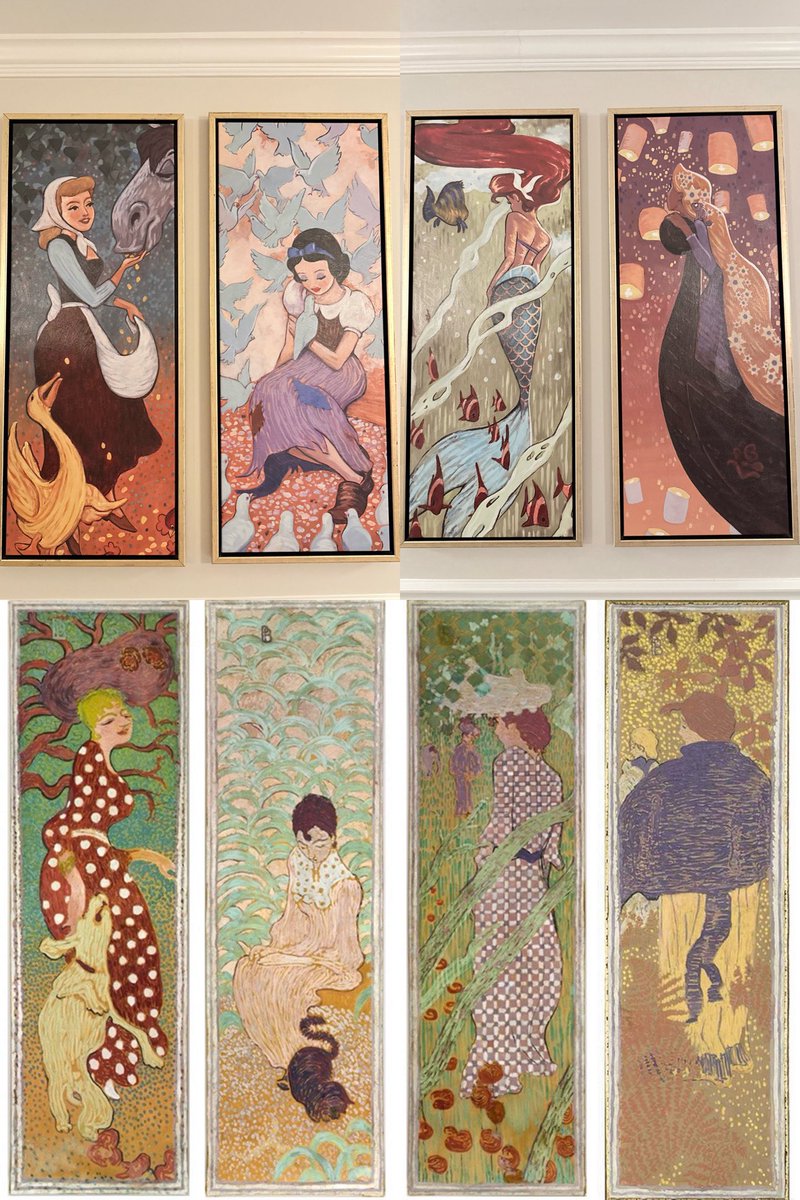 moko_eaka's tweet photo. ピエール・ボナールの「庭の女性たち」と並べました🖼
これは画像検索とか使わずに自力で見つけたんだけどわかった時感動した🥹
元から離れてるけどオマージュであることはギリギリわかる絶妙なバランス…センス良…
リビエラリゾート行かれる方は是非探してみてください！
#moco_WDW https://t.co/mFBzrM0Wlg