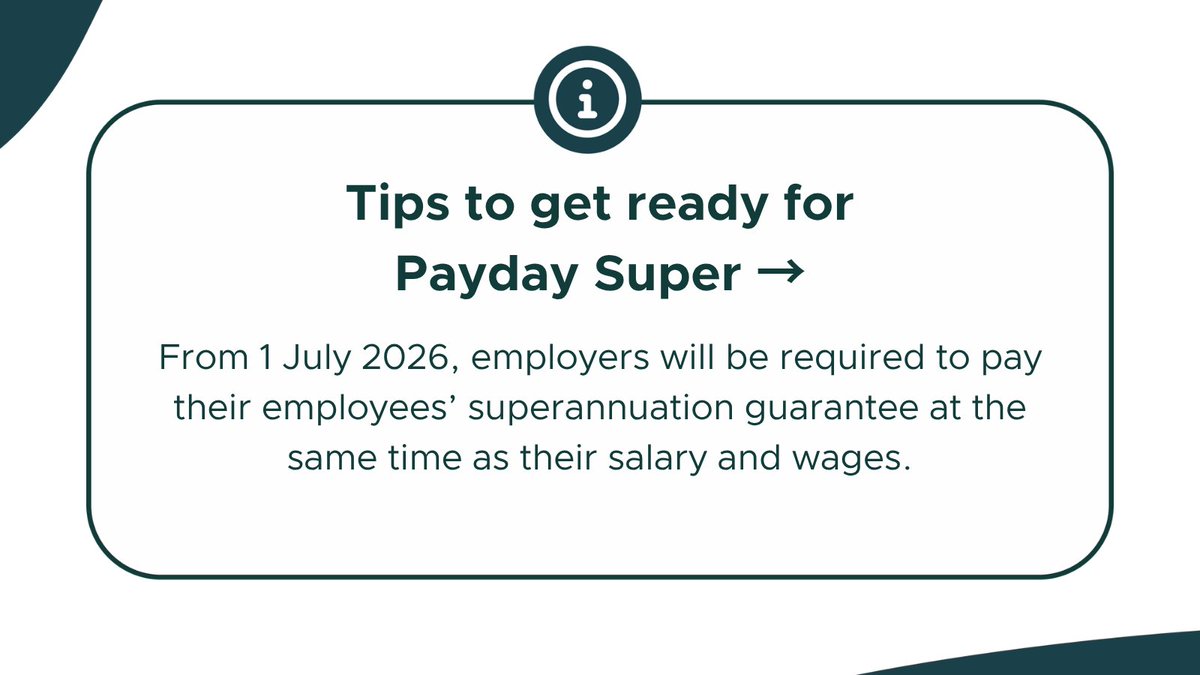 Agrimasters's tweet image. Is your farm business ready for Payday Super? 🌾

From 1 July 2026, employers will be required to pay superannuation on payday.

Learn more in our blog &quot;Preparing your farm business for Payday Super from July 2026&quot;.

agmstr.com/3KVP5HZ