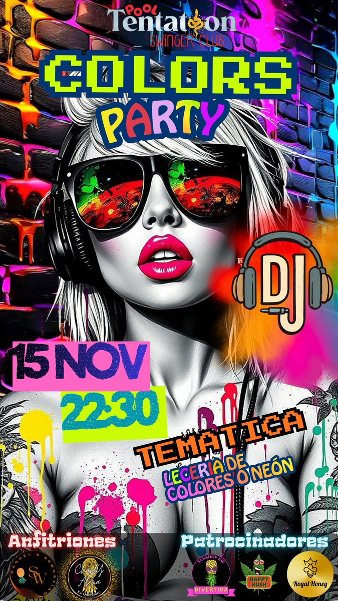 Ya tenemos preparada la fiesta de este fin de semana, que se  arme el cachondeo 😈 te esperamos este sábado 15 de nov en una de las últimas fiestas de este año....🍍
❤️🧡💛 "Colors Party" 💚💙💜
Vamos a pasar una noche llena de colores  y erotismo.... 🔥