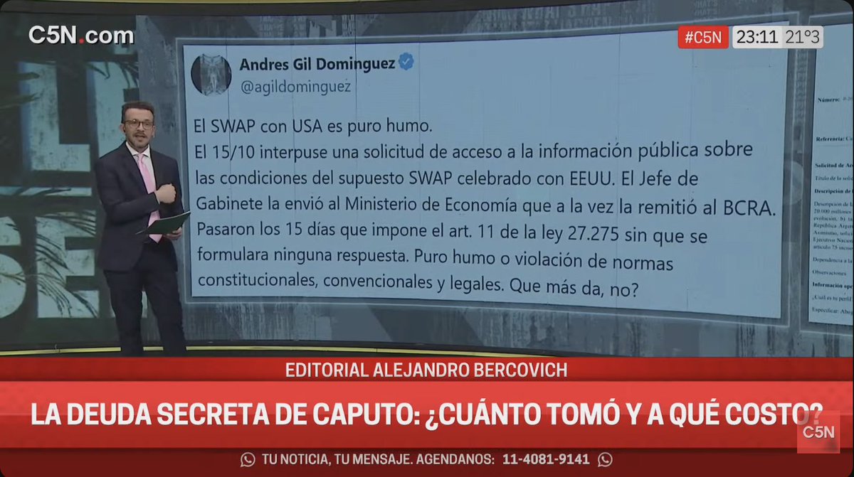 aleberco's tweet photo. Andrés Gil Domínguez pidió acceso a la información para saber si efectivamente hubo un swap. Sin respuesta oficial, dice que no hay uno vigente, pero aparecen dólares del Fondo a través de la cuenta de Derechos Especiales de Giro del Tesoro de EE.UU. ¿Quién se creen que son? https://t.co/7DArm1xEZp