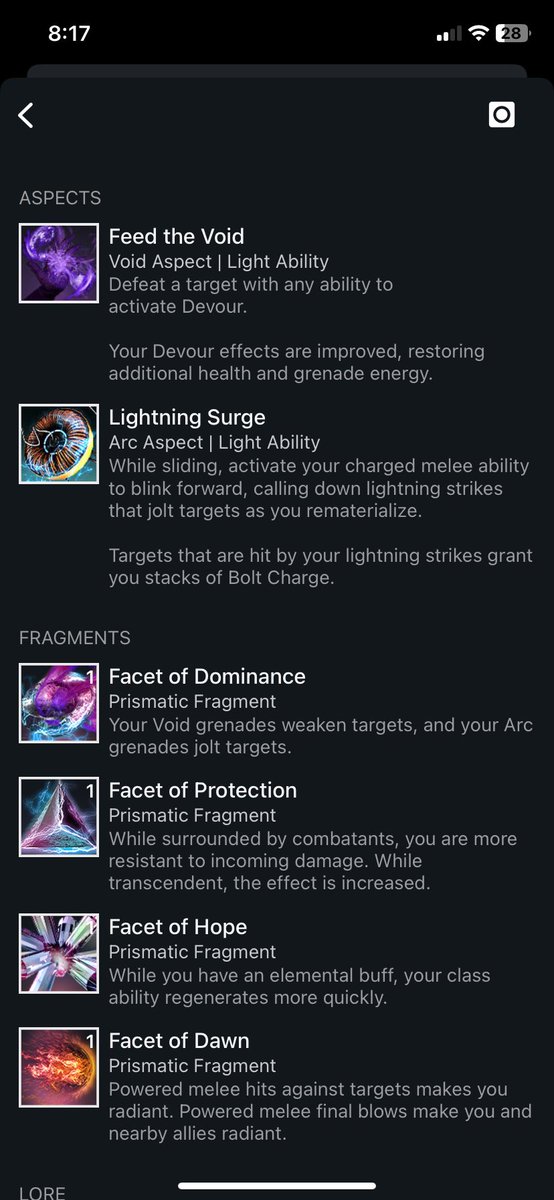 flacidpidgeons's tweet photo. @sharkofheaven I like this one, get amplified with melee then weaken with prismatic grenade then nova bomb goes boom. Have felwinters on for more weaken but I also switch out for class item with inmost light and synthoceps https://t.co/DJHHV57uAr