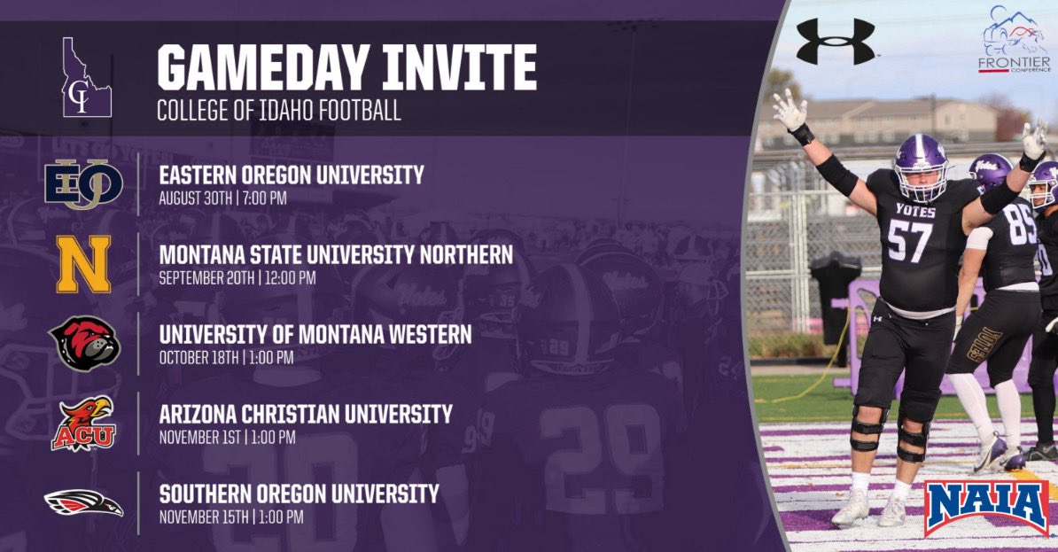 Thank you <a href="/CoachStinar/">Colby Stinar</a> and <a href="/YotesFootball/">College of Idaho Football</a> for the gameday invite excited to see another game!

<a href="/MrBurton09/">Jason Burton</a> <a href="/CoachZerfas/">Jeff Zerfas</a> <a href="/OwyheeFB/">Owyhee Football</a> <a href="/IdahoRecruitHub/">Idaho Recruit Hub</a>
