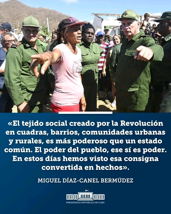 El tejido social creado por la Revolución en cuadras, barrios, comunidades urbanas y rurales, es más poderoso que un estado común. El poder del pueblo, ese sí es poder. En estos días hemos visto esa consigna convertida en hechos 

#DePieYCombatiendo