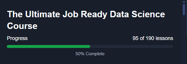 JeetRautt's tweet photo. Hit the 50% milestone in “The Ultimate Job Ready Data Science Course” by @CodeWithHarry! 🎯

Excited to see how far I’ve come — and even more excited for what’s ahead!

#DataScience #Python #MachineLearning #CodeWithHarry #LearnInPublic #BuildInPublic #100DaysOfCode https://t.co/Mpoqu6ZhWj