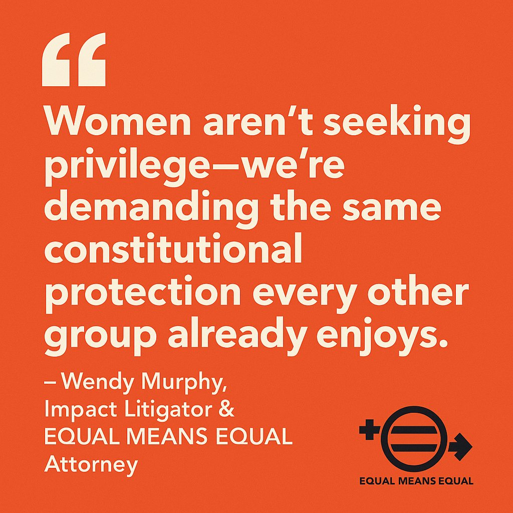 EqualMeansEqual's tweet photo. "Women aren't seeking privilege; we're demanding the same constitutional protection every other group already enjoys." - Wendy Murphy, EQUAL MEANS EQUAL Attorney
Dec 16, 2PM ET → https://t.co/YGFPxv92Hk Donate: https://t.co/pHJwoNkmkD #EqualMeansEqual #ERA https://t.co/MdANkBWp9L