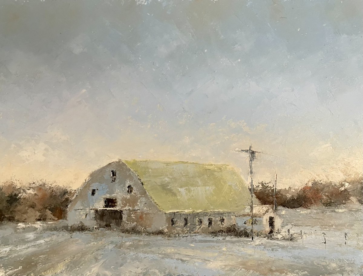 Cold morning: 9x12 oil on board.