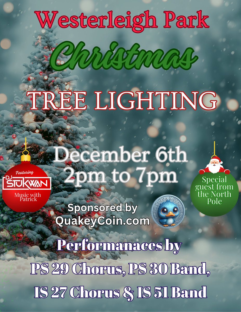 Happy Holidays to the community! 💯
Quakey Coin is sponsoring the Annual TreeLighting in Staten Island. 🔥🔥

December 6, 2025
2-7PM

Music by our very own DJ  <a href="/stukwan/">Stu Kwan</a> 

Come out and let's get into the holiday spirits Quakey Style. 💯