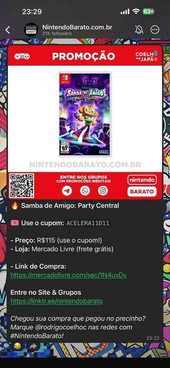 Galera estou nos grupos do NintendoBarato para economizar com Nintendo e participando do sorteio do Switch 2! #NintendoBarato