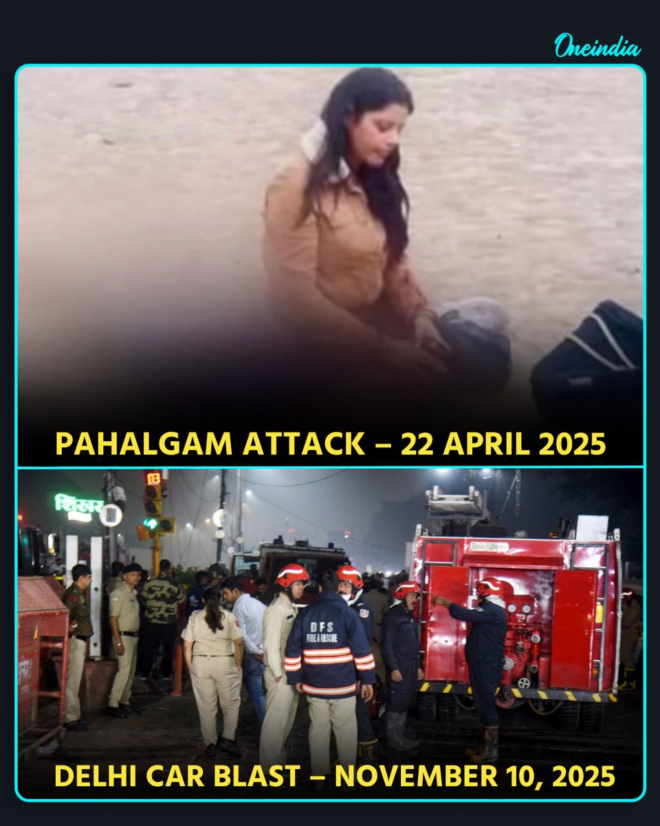 Oneindia's tweet photo. Year after year attack on humanity but thousand tears... Pahalgam Attack- 22 April 2025... Delhi Car Blast - 10 November 2025.

#delhi #DelhiBlast #NewsUpdate #LalQuila #PahalgamAttack #OneIndia #WeStandWithNation https://t.co/LLqNSkaMGY