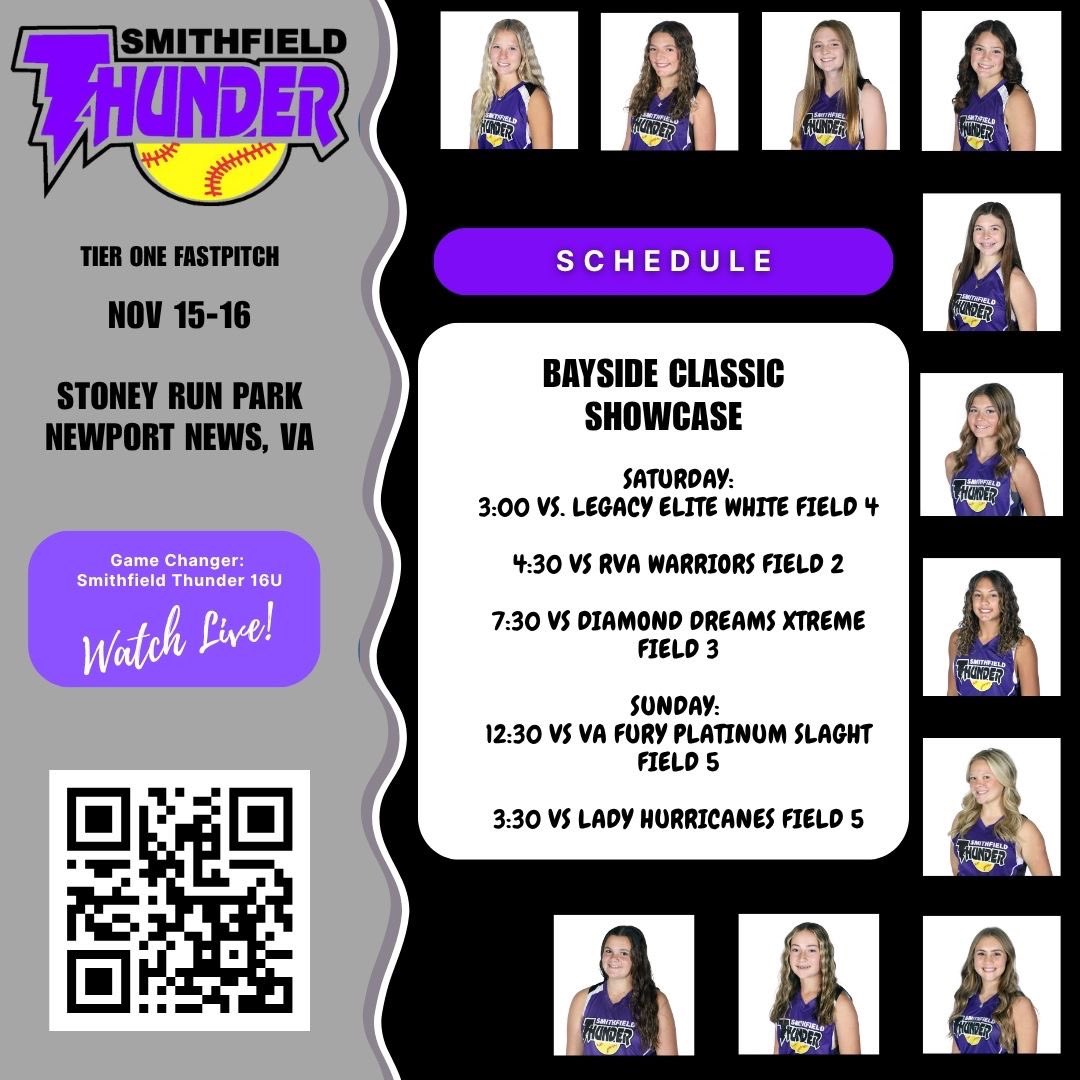 Smfd_Thunder's tweet photo. Come check these girls out this weekend at the Bayside Classic Tier 1 showcase in Newport News, Va. 
@Ally16Rae @AldenDisisto @Allie3Roger3 @GabbieKing_17 @kirbie20edwards @EmersynDortch29 @lowder4052 @EastonS29 @HaileyLivesay28 @1_mclanier_2030 https://t.co/AC8eEjzF10