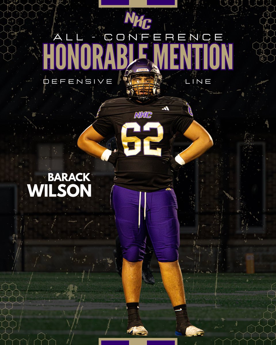 NKCHornetFB's tweet photo. 🏆 All-Conference 🏆Barack Wilson
- Stats
4 Solo Tackles
6 Assisted Tackles
1 TFL
4 QB Hurries
#EverythingEarned #HiveStrong https://t.co/2j4M7iU6j2