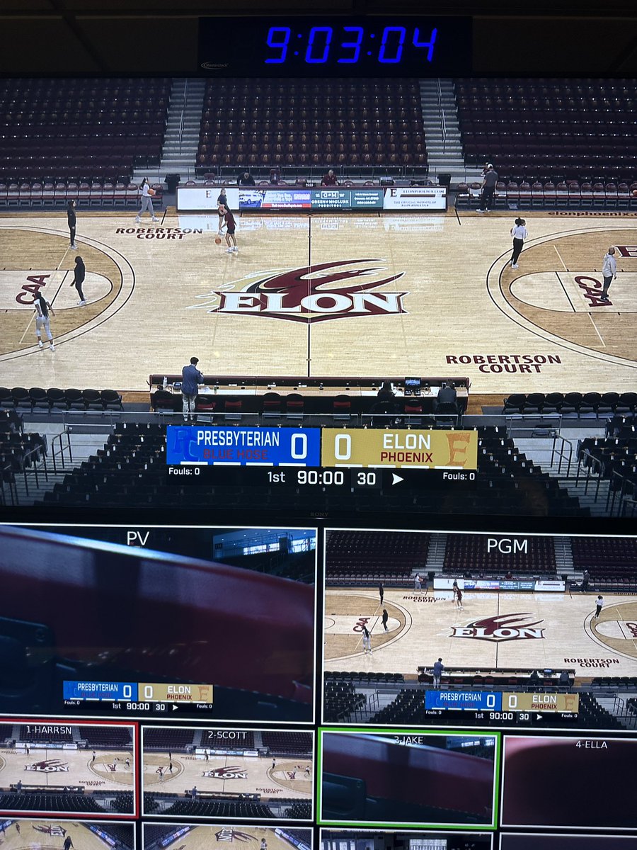 Another successful education day with <a href="/ElonSportVision/">Elon Sports Vision</a> brining back the hand drawn logos by local elementary school students! My ears are still ringing from the 67th point.