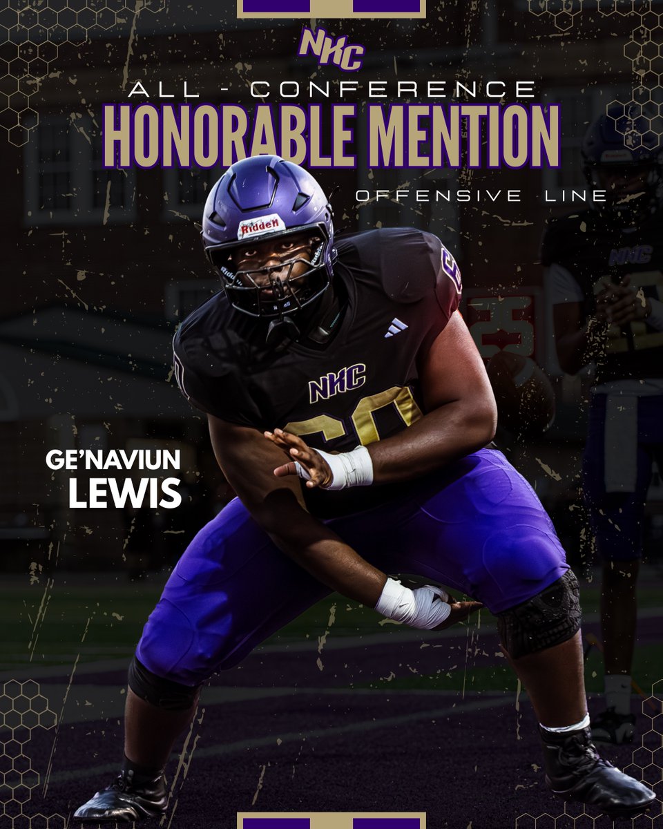 NKCHornetFB's tweet photo. 🏆 All-Conference 🏆 Ge’Naviun Lewis OL
@Gllewisss - Stats
12 Pancakes
Offense Averaged: 366 Rushing Yards
#EverythingEarned #HiveStrong https://t.co/c4TFHYXjHp