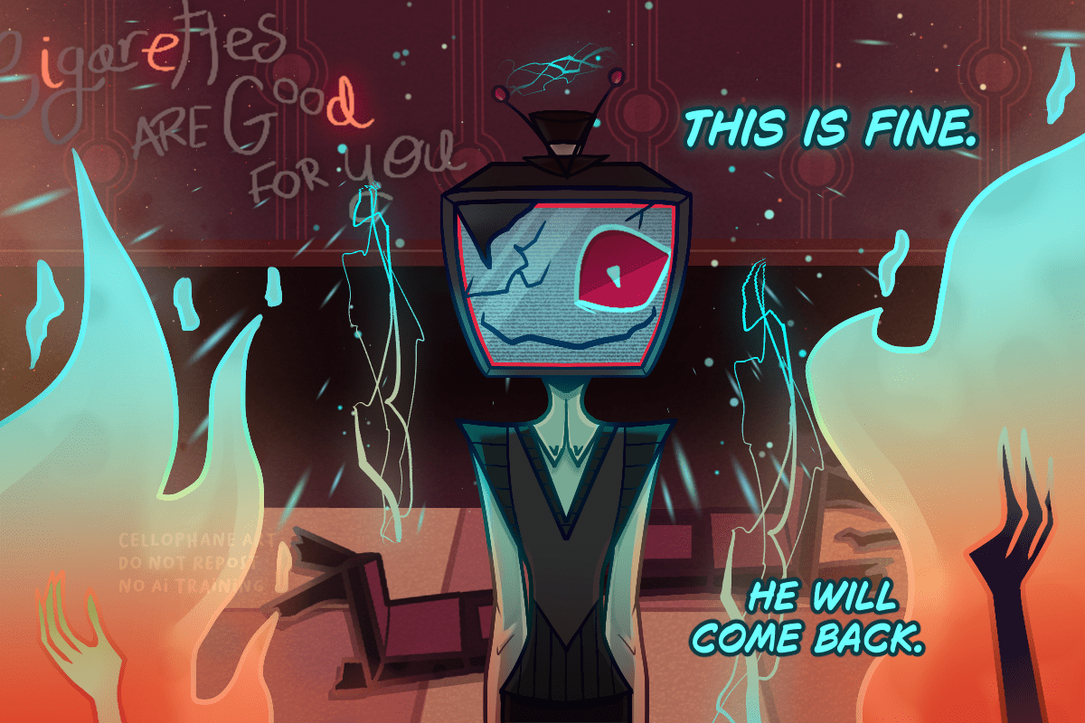 Alastor did say Vincent's tantrum was more entertaining.
#AlastorHazbinHotel #hazbinhotelseason2 #vox #RadioStatic #voxal