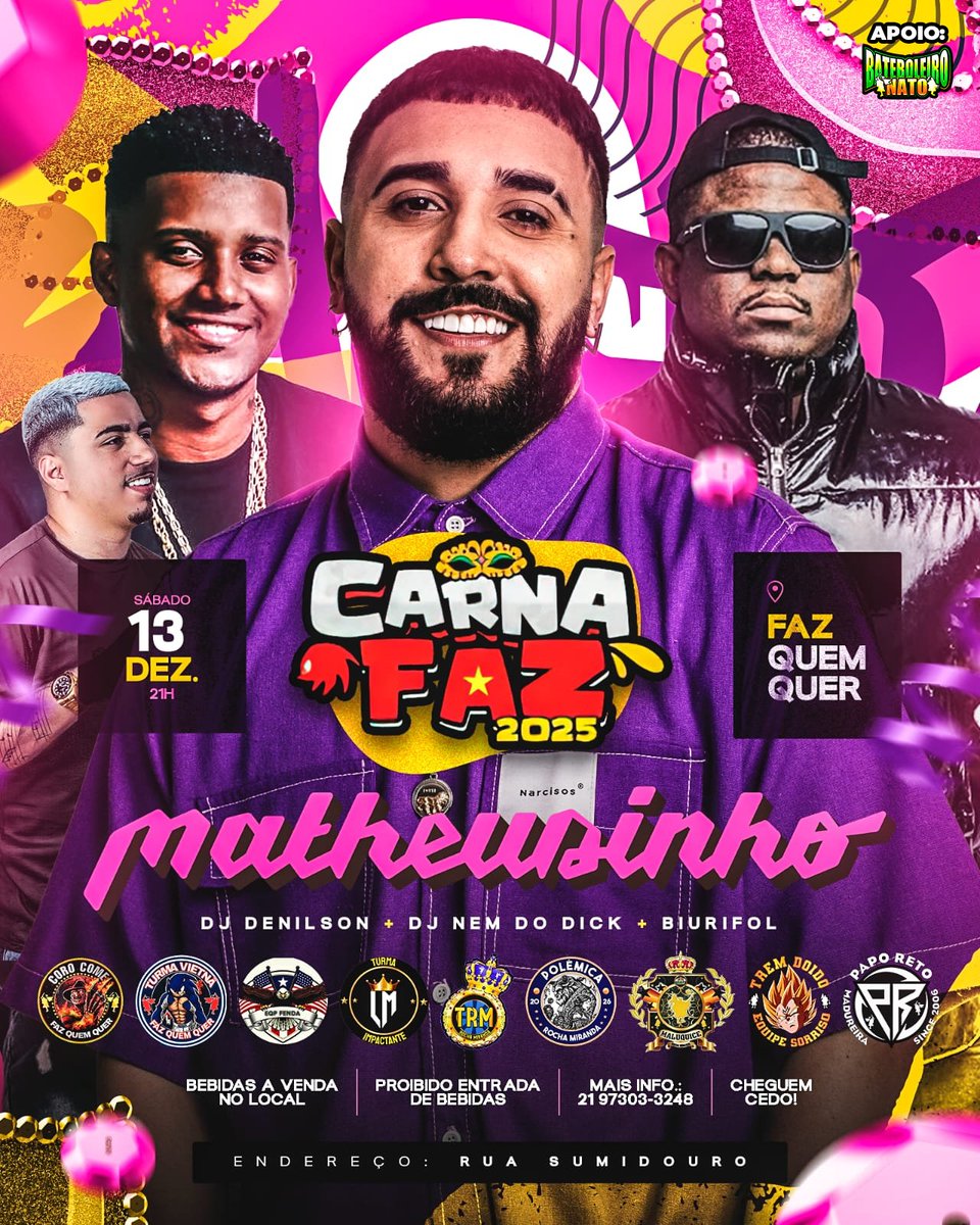 PASSANDO PRA CONVIDAR TODOS VOCÊS PARA ESSE MEGA EVENTO CARNAFAZ 2025, DIA 13 DE DEZEMBRO 🎭
