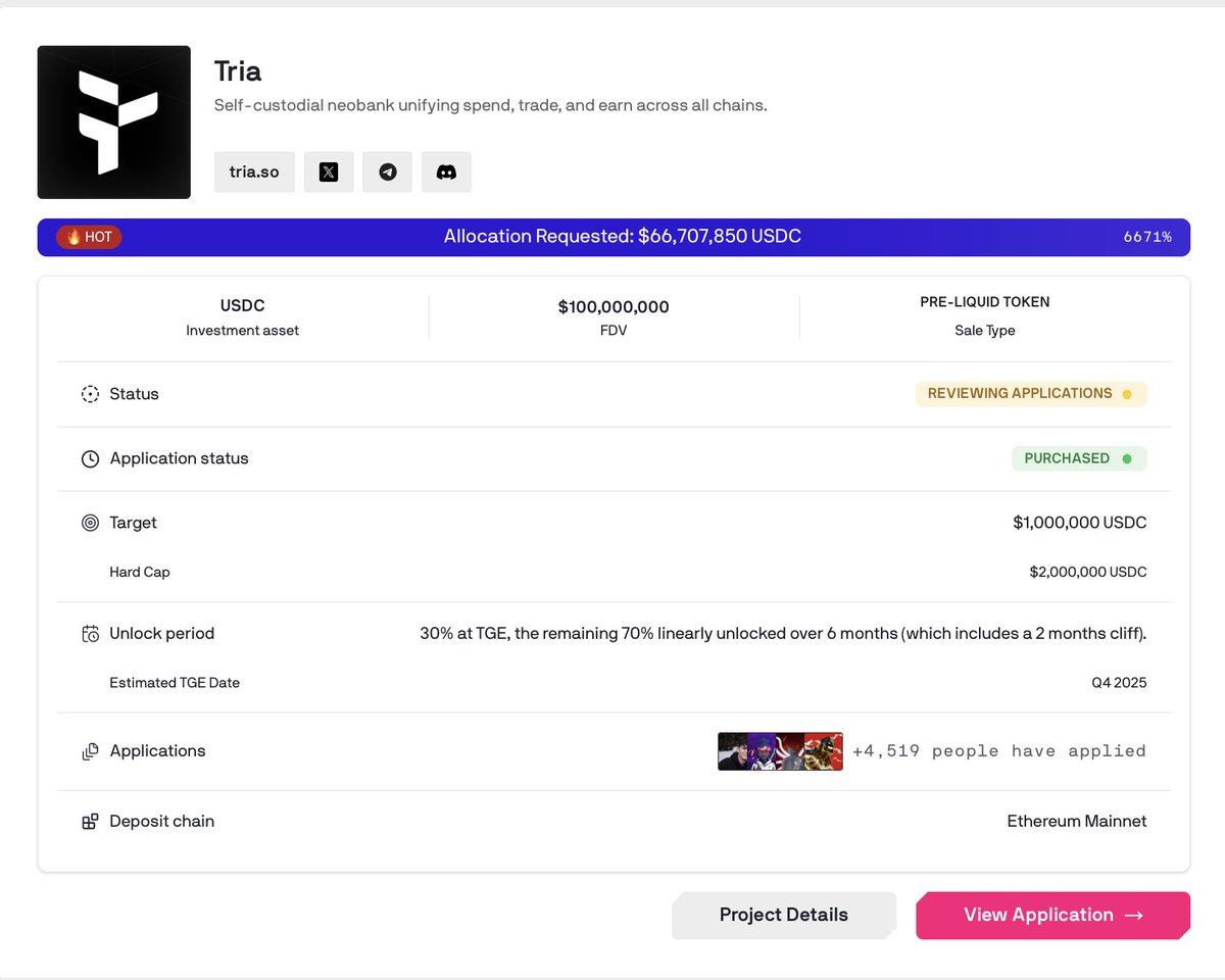 Secured my <a href="/useTria/">Tria</a> allocations.

But got a few questions: 

1. Lounge access- Not sure what is meant by this, as there isn't really anything to clarify this in the docs.
2. More language options on the app. I was going to try to onboard more of my irl friends, but it seems like