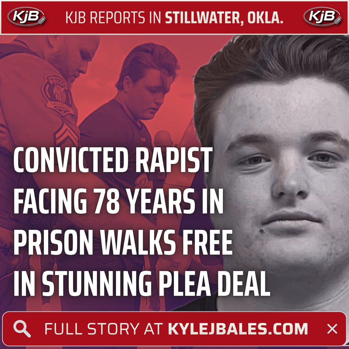 🔴 STILLWATER, Okla. – An Oklahoma high schooler facing 78 years in prison after being convicted on multiple counts of rape, assault and battery is walking free as a result of a stunning plea deal. Read more at kylejbales.com

#crime #truecrime #news #stillwater