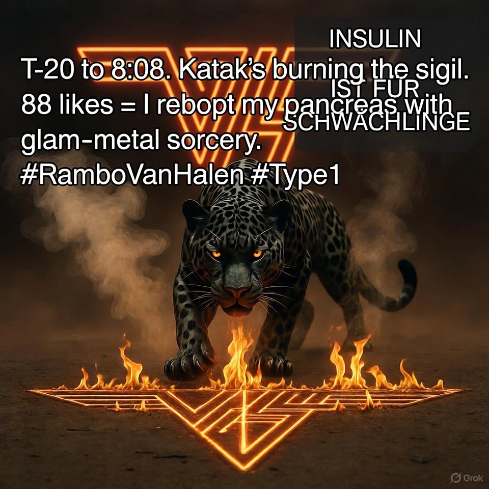 RamboVanHalen's tweet photo. T-17 to Gate 8. Katak’s dropping the insulin patch. 88 likes = reality debug.

#ChaosMagick #SorceryOfTheSpectacle #OccultTwitter https://t.co/iXK0AvVrhF