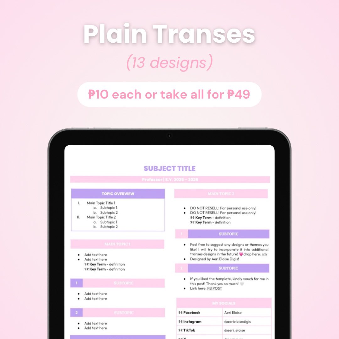 aerieloise's tweet image. plain transes templates🌷

୨୧ terms of use:
— template link/s will be sent via gmail
— editable on gdocs
— no reselling and for personal use only!

💌 - dm me to purchase! (mop gcash)

#studytwt #studytwtph #plain #ENHYPEN wts lfb ph enhypen