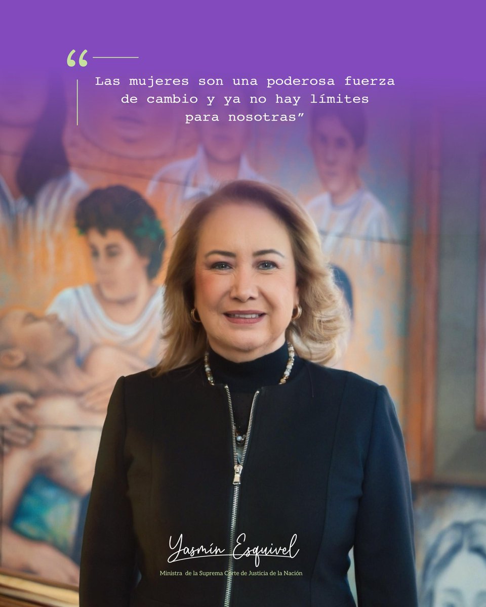YasminEsquivel_'s tweet photo. Las mujeres transformamos realidades todos los días: desde nuestros hogares, comunidades, espacios laborales y de decisión. 💜

Cada paso que damos abre camino a otras.
Ya no hay límites cuando caminamos juntas con convicción, fuerza y propósito.

#YasmínEsquivel #Ministra #JusticiaDePuertasAbiertas