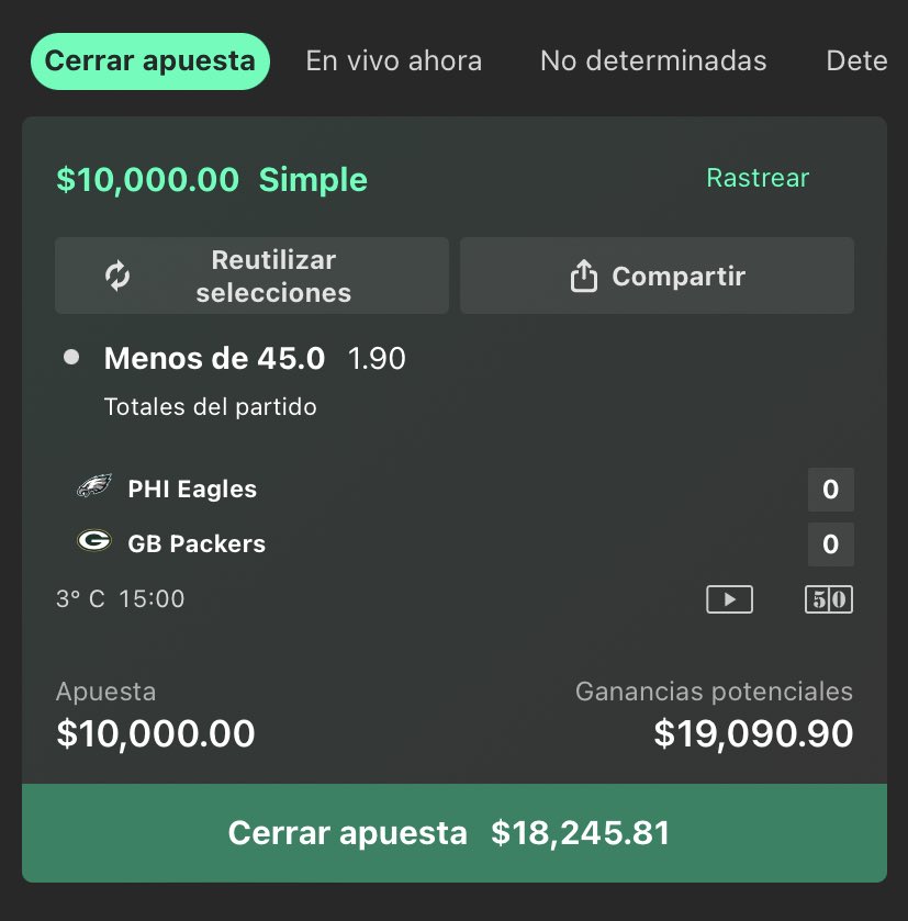Si hay menos de 45 puntos en el partido de Eagles regalo $1,500 entre los likes y RTs 🔁 de este post

VAMOSSHHH!!! 🤞🏼🤞🏼