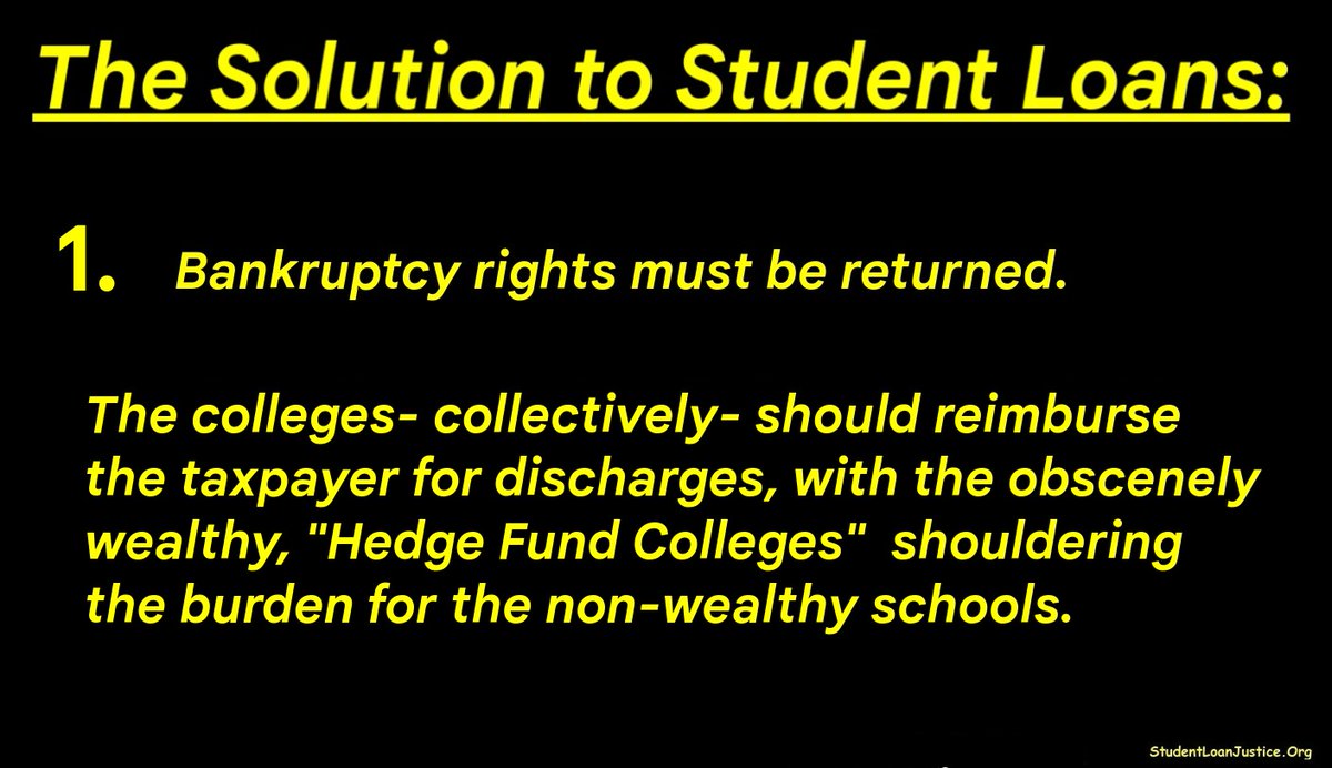 <a href="/Cernovich/">Cernovich</a> EXACTLY RIGHT.

And put the colleges on the hook for discharges.  👍 

@MattGaetz agrees.  Many conservatives agree.   

Behind the scenes, both parties have been captured by the colleges, the Dept of Education, the money changers behind them, and their loan scam.