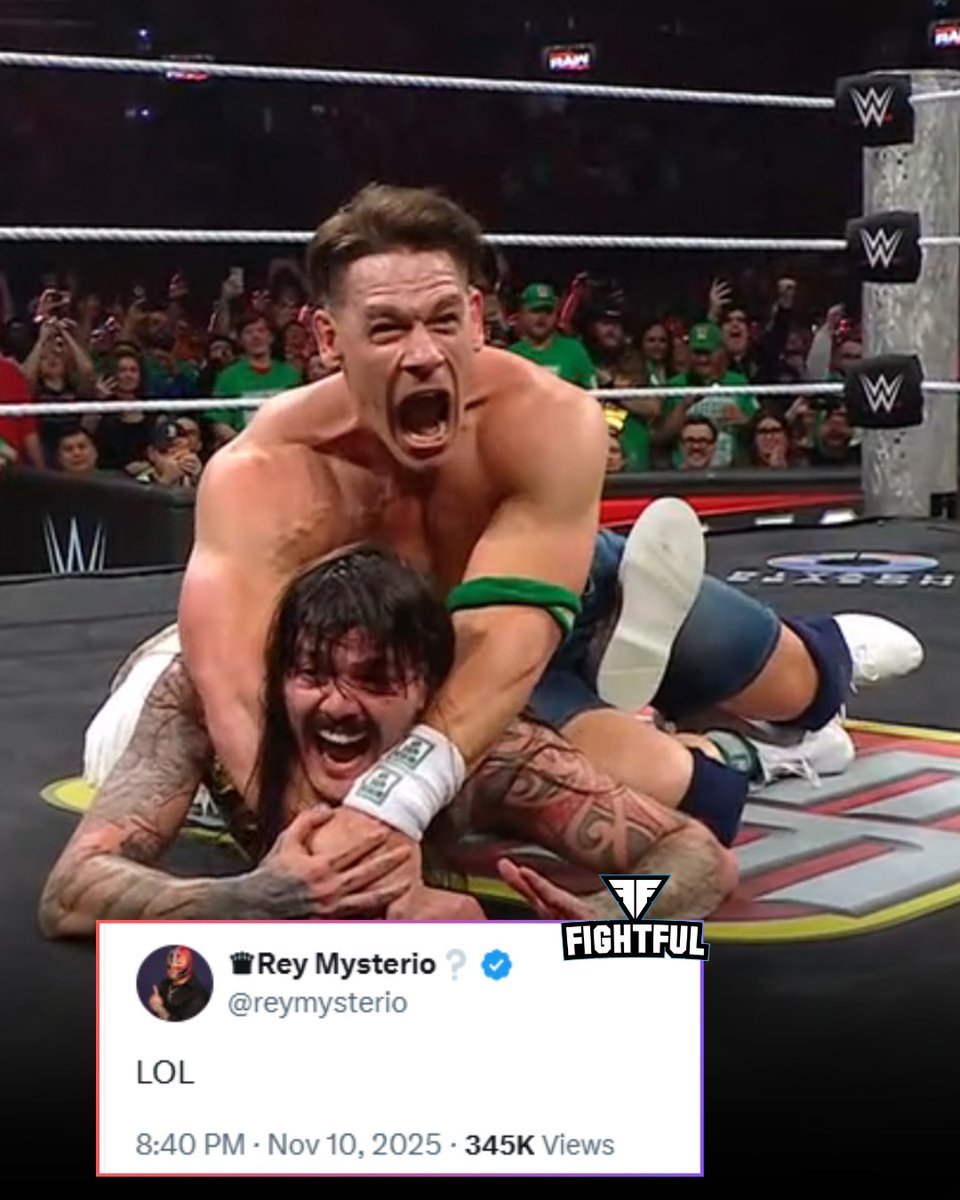 Fightful's tweet image. Rey is really heartbroken over Dominik Mysterio losing the IC Title 😂
