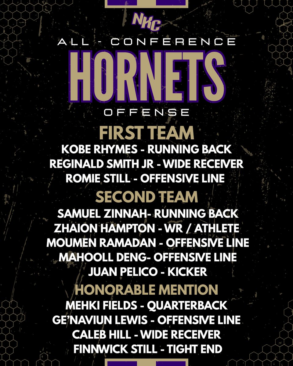 NKCHornetFB's tweet image. 🏆 2025 All-Conference Hornets 🏆

#EverythingEarned #HiveStrong