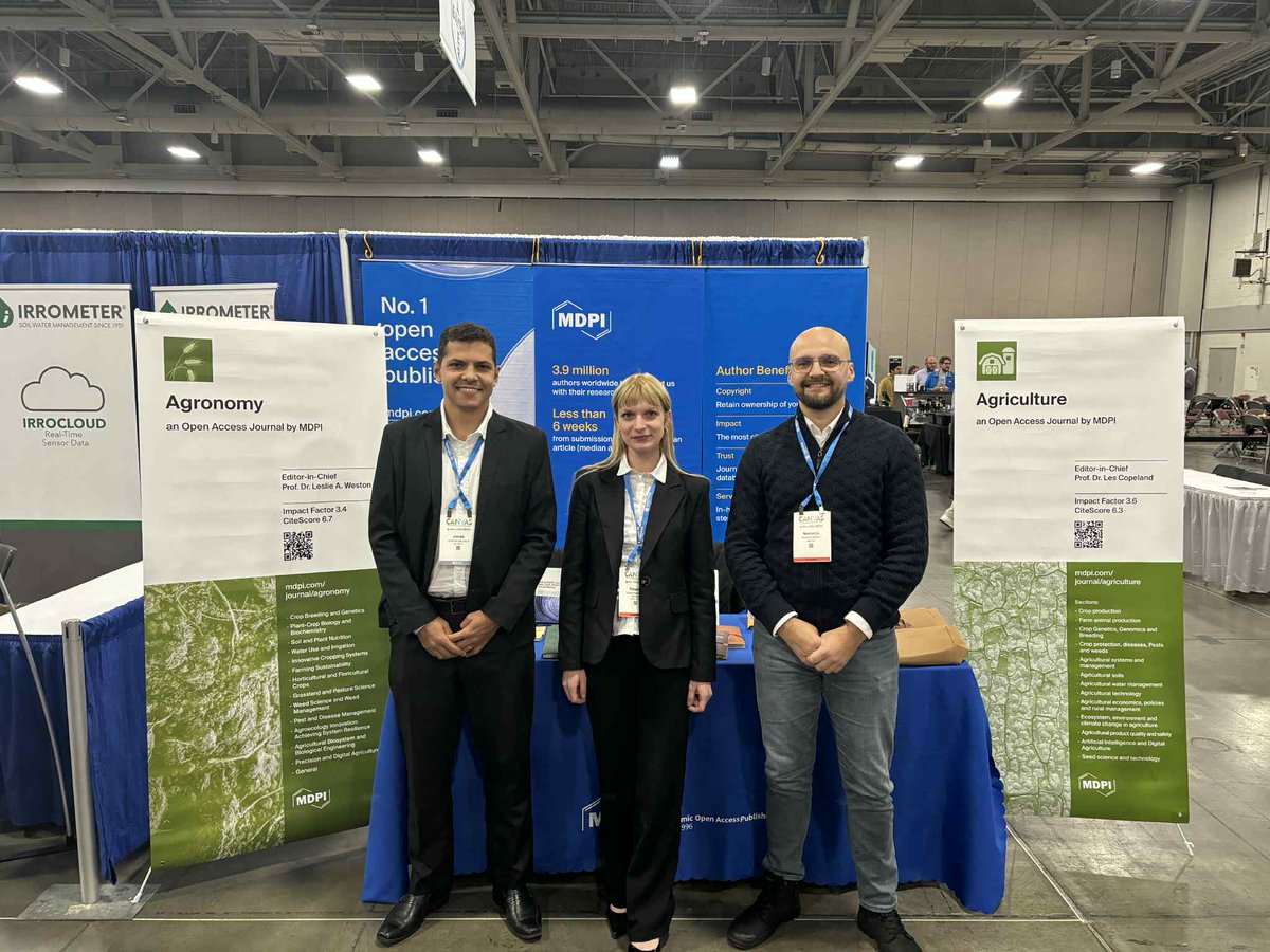 AgricultureMdpi's tweet image. Day 2 of the #CANVAS25 here in Salt Lake City is in full swing!
We are enjoying the discussions and the opportunity to meet authors, reviewers, and editors in person.
Come say hi at our booth! 👋

#MDPI #OpenAccess #Agronomy #SoilScience #CropScience